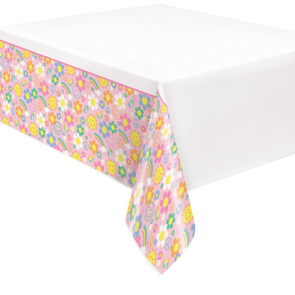 Groovy Birthday Rectangular Plastic Table Cover - Anilas UK
