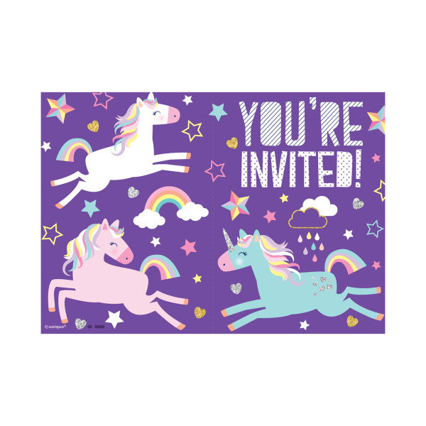 Unicorn Birthday Invitations (Pack of 8) - Anilas UK