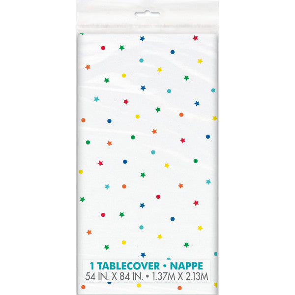 Dots and Stars Birthday Rectangular Plastic Table Cover - Anilas UK