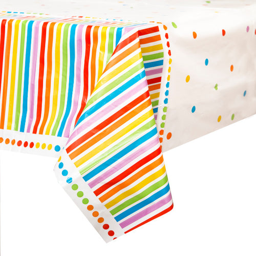 Rainbow Birthday Rectangular Plastic Table Cover - Anilas UK